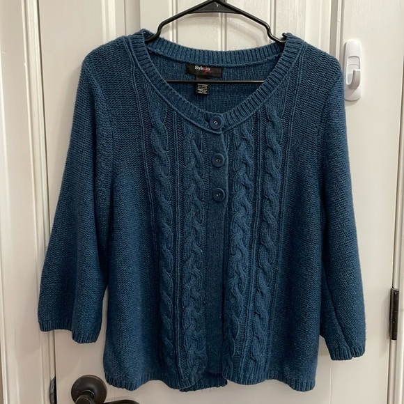 Style & Co teal blue sweater.  L - Picture 3 of 9